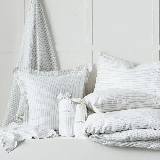 Provincial Home Living Quilt Covers>Antwerp Linen Quilt Cover - Charcoal & White