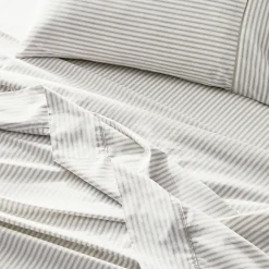 Provincial Home Living Sheets + Pillowcases>Parish Flat Sheet - Natural & White