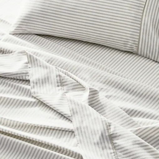 Provincial Home Living Sheets + Pillowcases>Parish Flat Sheet - Natural & White